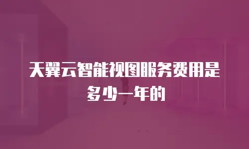 天翼云智能视图服务费用是多少一年的