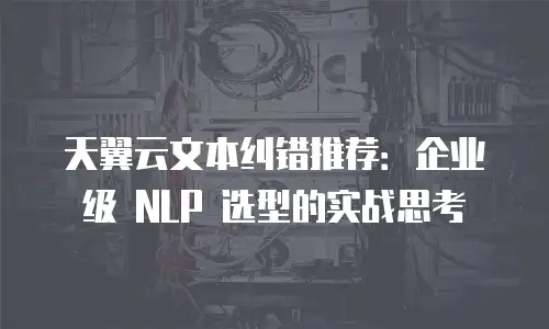 天翼云文本纠错推荐：企业级 NLP 选型的实战思考
