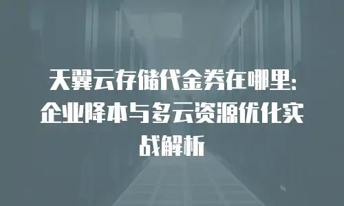 天翼云存储代金券在哪里：企业降本与多云资源优化实战解析