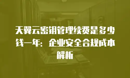 天翼云密钥管理续费是多少钱一年：企业安全合规成本解析