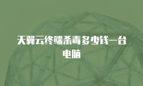 天翼云终端杀毒多少钱一台电脑