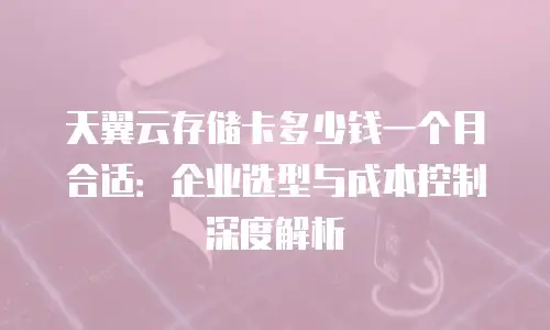 天翼云存储卡多少钱一个月合适：企业选型与成本控制深度解析