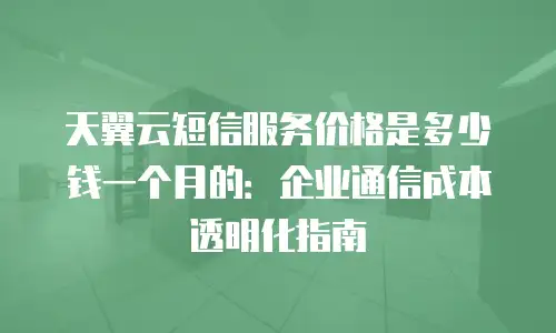 天翼云短信服务价格是多少钱一个月的：企业通信成本透明化指南