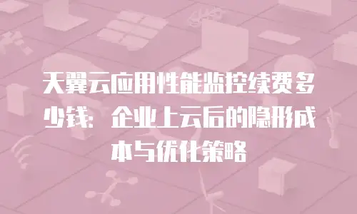 天翼云应用性能监控续费多少钱：企业上云后的隐形成本与优化策略