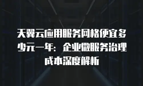 天翼云应用服务网格便宜多少元一年：企业微服务治理成本深度解析