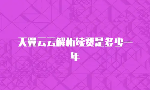 天翼云云解析续费是多少一年