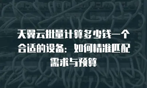天翼云批量计算多少钱一个合适的设备：如何精准匹配需求与预算
