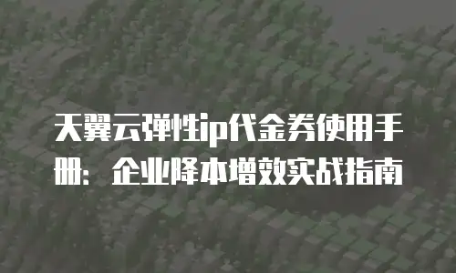 天翼云弹性ip代金券使用手册：企业降本增效实战指南