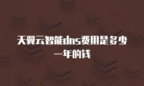 天翼云智能dns费用是多少一年的钱