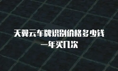 天翼云车牌识别价格多少钱一年买几次
