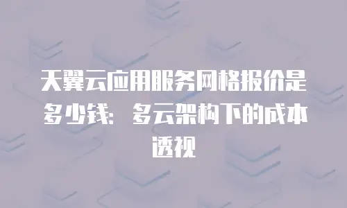 天翼云应用服务网格报价是多少钱：多云架构下的成本透视