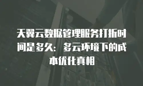 天翼云数据管理服务打折时间是多久：多云环境下的成本优化真相
