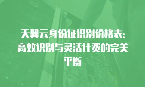 天翼云身份证识别价格表：高效识别与灵活计费的完美平衡