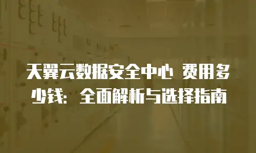 天翼云数据安全中心 费用多少钱：全面解析与选择指南