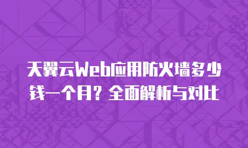 天翼云Web应用防火墙多少钱一个月？全面解析与对比
