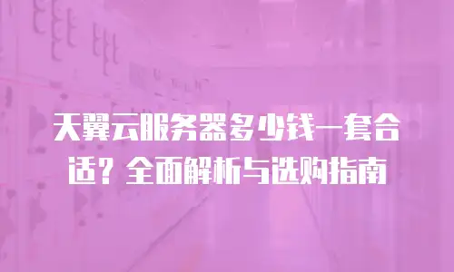 天翼云服务器多少钱一套合适？全面解析与选购指南