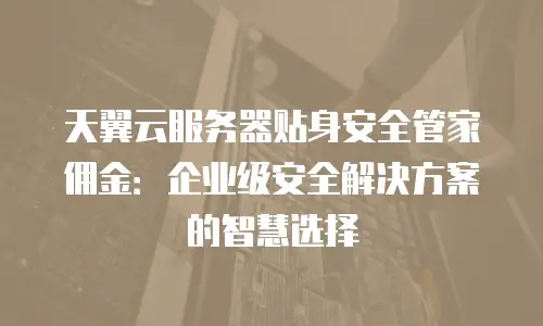 天翼云服务器贴身安全管家佣金：企业级安全解决方案的智慧选择