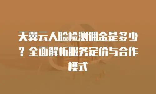 天翼云人脸检测佣金是多少？全面解析服务定价与合作模式