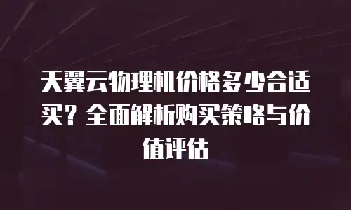 天翼云物理机价格多少合适买？全面解析购买策略与价值评估