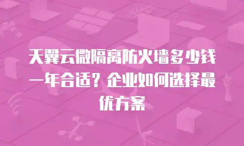 天翼云微隔离防火墙多少钱一年合适？企业如何选择最优方案