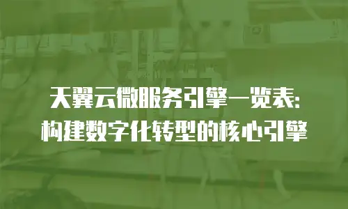 天翼云微服务引擎一览表：构建数字化转型的核心引擎