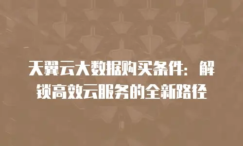 天翼云大数据购买条件：解锁高效云服务的全新路径