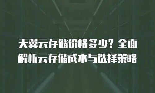 天翼云存储价格多少？全面解析云存储成本与选择策略