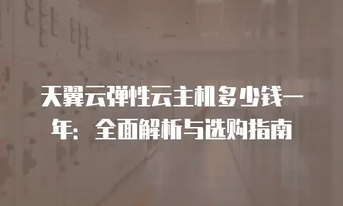 天翼云弹性云主机多少钱一年：全面解析与选购指南