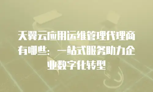 天翼云应用运维管理代理商有哪些：一站式服务助力企业数字化转型