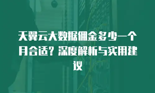 天翼云大数据佣金多少一个月合适？深度解析与实用建议