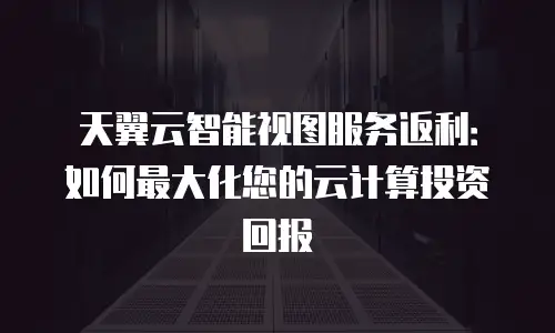 天翼云智能视图服务返利：如何最大化您的云计算投资回报