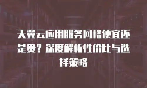 天翼云应用服务网格便宜还是贵？深度解析性价比与选择策略