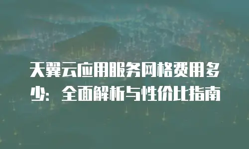 天翼云应用服务网格费用多少：全面解析与性价比指南