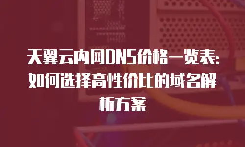 天翼云内网DNS价格一览表：如何选择高性价比的域名解析方案
