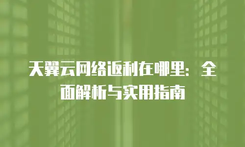 天翼云网络返利在哪里：全面解析与实用指南