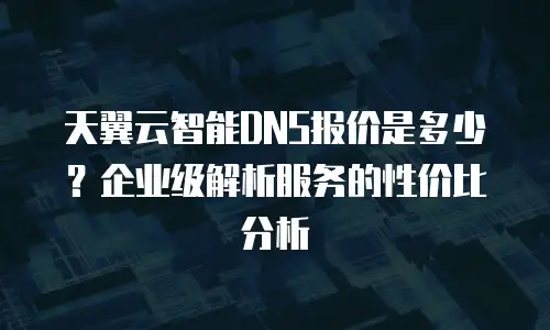 天翼云智能DNS报价是多少？企业级解析服务的性价比分析
