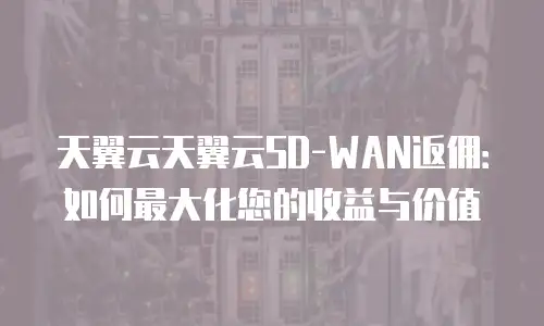 天翼云天翼云SD-WAN返佣：如何最大化您的收益与价值