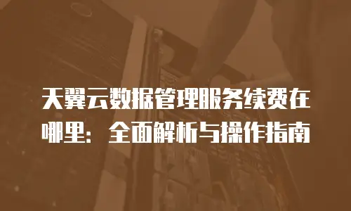 天翼云数据管理服务续费在哪里：全面解析与操作指南