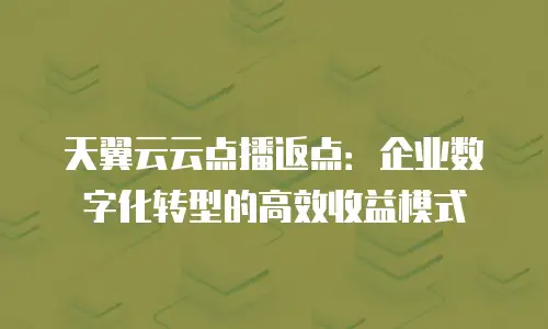 天翼云云点播返点：企业数字化转型的高效收益模式