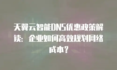 天翼云智能DNS优惠政策解读：企业如何高效规划网络成本？