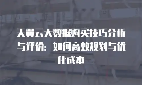 天翼云大数据购买技巧分析与评价：如何高效规划与优化成本