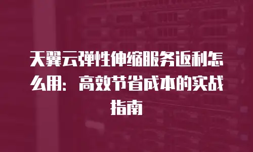 天翼云弹性伸缩服务返利怎么用：高效节省成本的实战指南