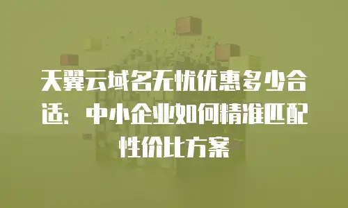 天翼云域名无忧优惠多少合适：中小企业如何精准匹配性价比方案