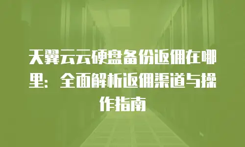 天翼云云硬盘备份返佣在哪里：全面解析返佣渠道与操作指南
