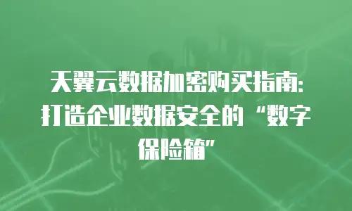 天翼云数据加密购买指南：打造企业数据安全的“数字保险箱”