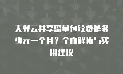 天翼云共享流量包续费是多少元一个月？全面解析与实用建议