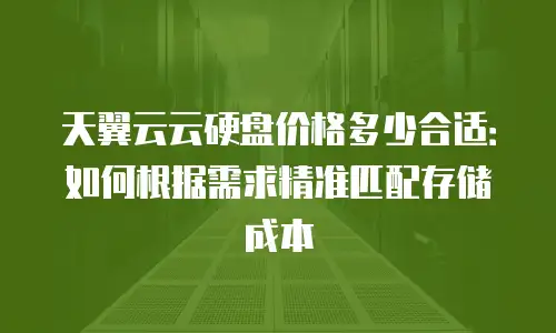 天翼云云硬盘价格多少合适：如何根据需求精准匹配存储成本