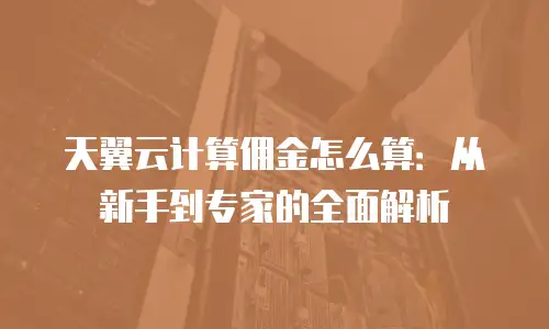 天翼云计算佣金怎么算：从新手到专家的全面解析