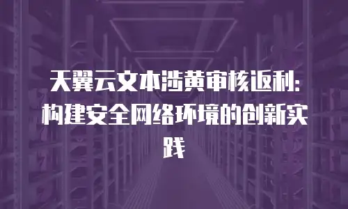 天翼云文本涉黄审核返利：构建安全网络环境的创新实践