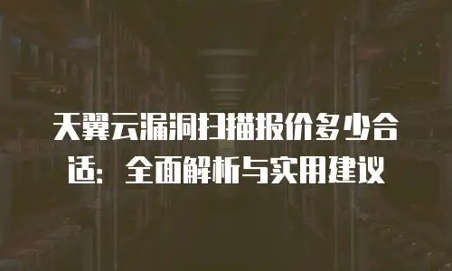天翼云漏洞扫描报价多少合适：全面解析与实用建议